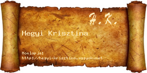 Hegyi Krisztina névjegykártya